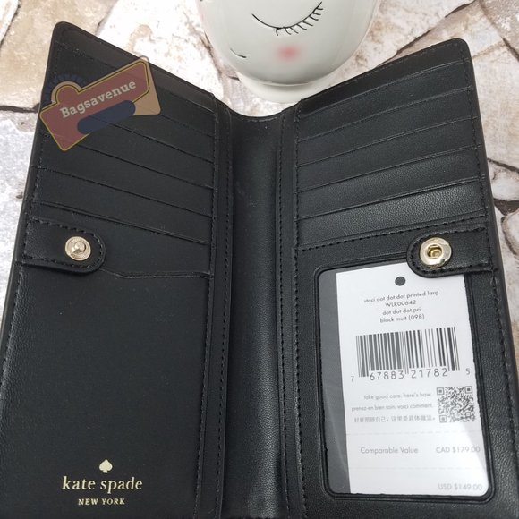 Minnie Mouse Black Backpack Polka Dot Large Bifold Wallet White Kate Spade main image 10